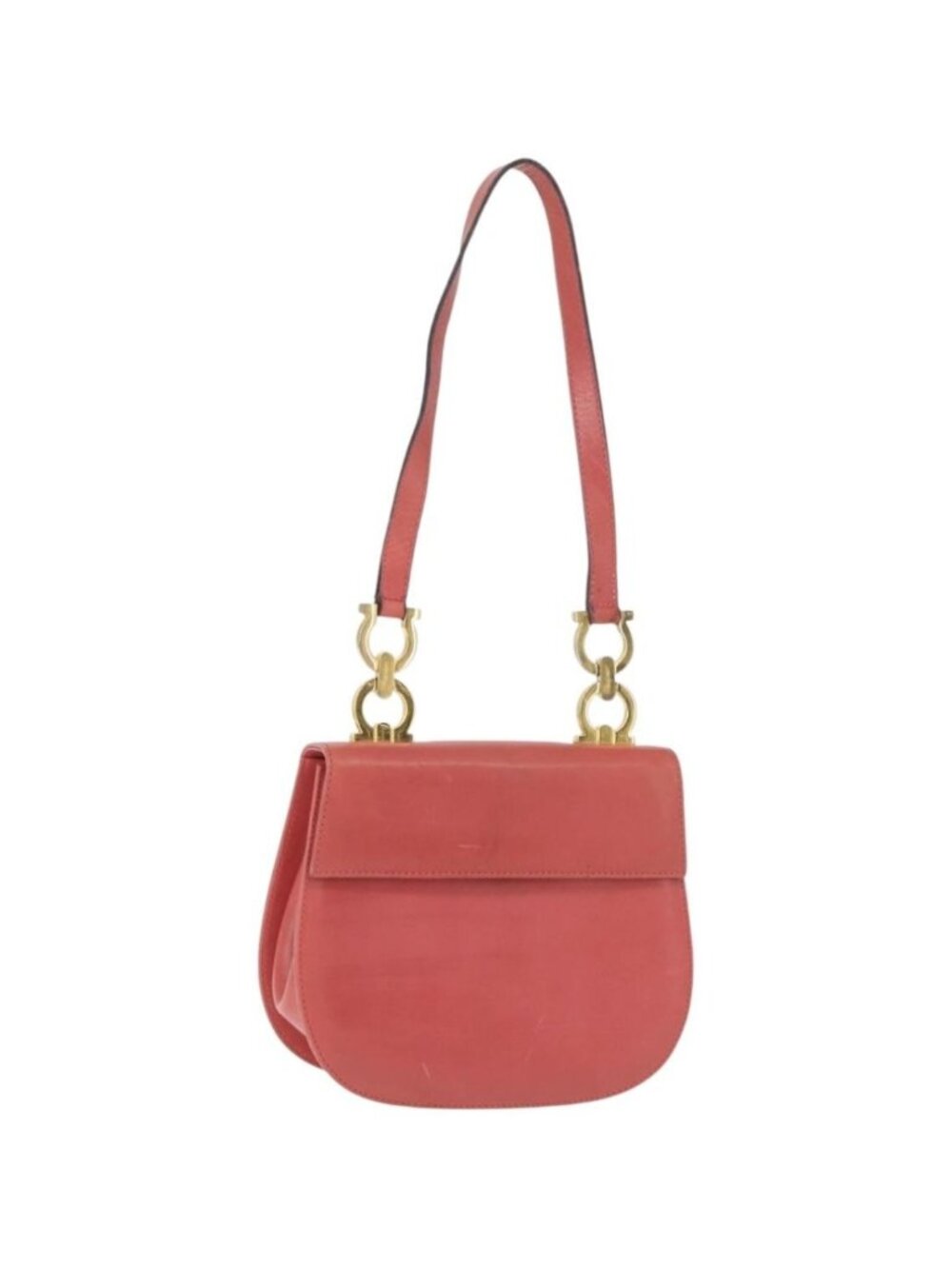 Salvatore Ferragamo Gancini Shoulder Bag Leather Pink Gold